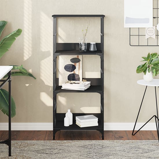 Izola Wooden Bookshelf With 3 Compartments In Black
