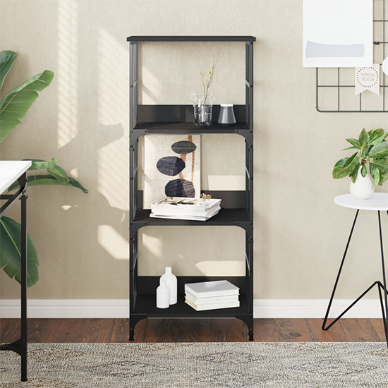 Read more about Izola wooden bookshelf with 3 compartments in black