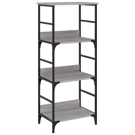 Izola Wooden Bookshelf With 3 Compartments In Grey Sonoma Oak