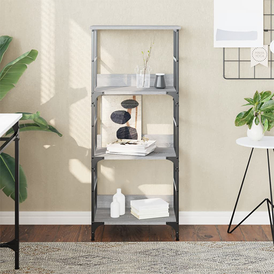 Read more about Izola wooden bookshelf with 3 compartments in grey sonoma oak