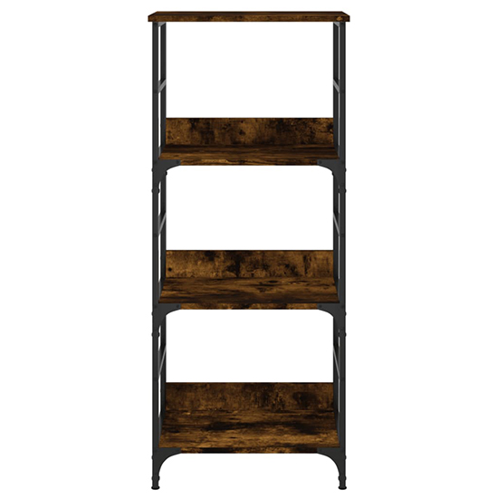 Izola Wooden Bookshelf With 3 Compartments In Smoked Oak