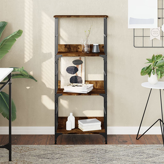 Read more about Izola wooden bookshelf with 3 compartments in smoked oak