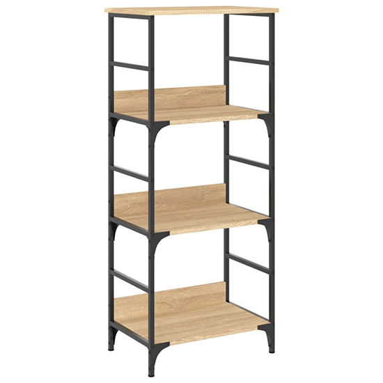 Izola Wooden Bookshelf With 3 Compartments In Sonoma Oak