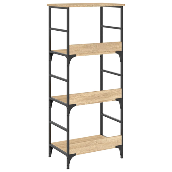 Izola Wooden Bookshelf With 3 Compartments In Sonoma Oak