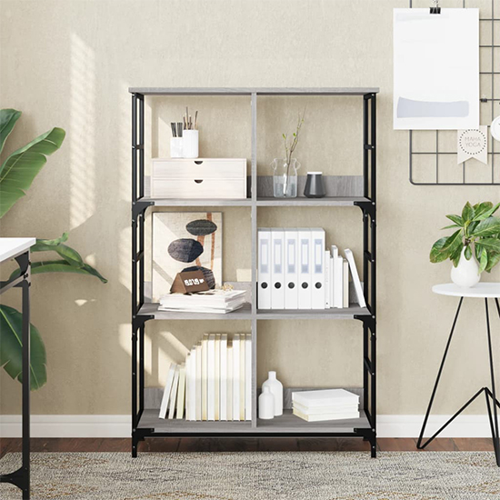 Read more about Izola wooden bookshelf with 6 compartments in grey sonoma oak