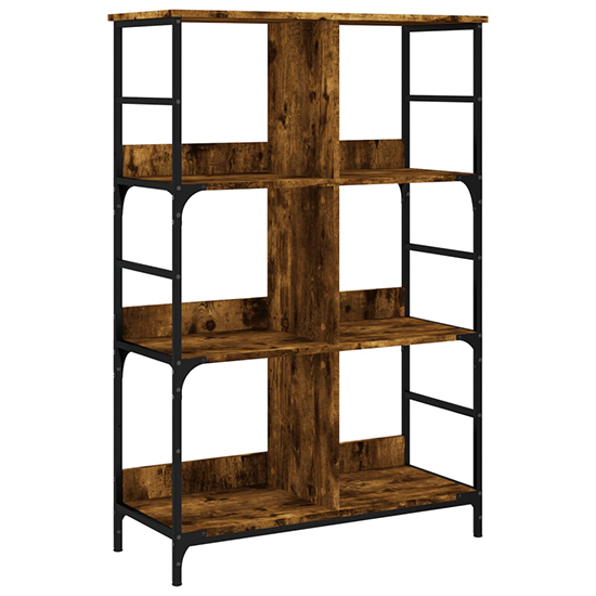 Izola Wooden Bookshelf With 6 Compartments In Smoked Oak
