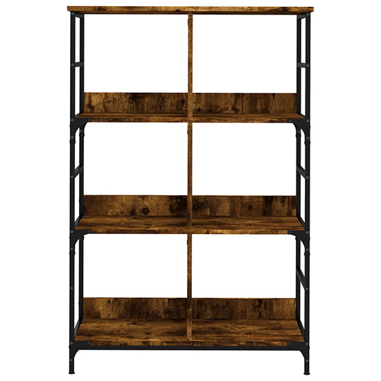 Izola Wooden Bookshelf With 6 Compartments In Smoked Oak