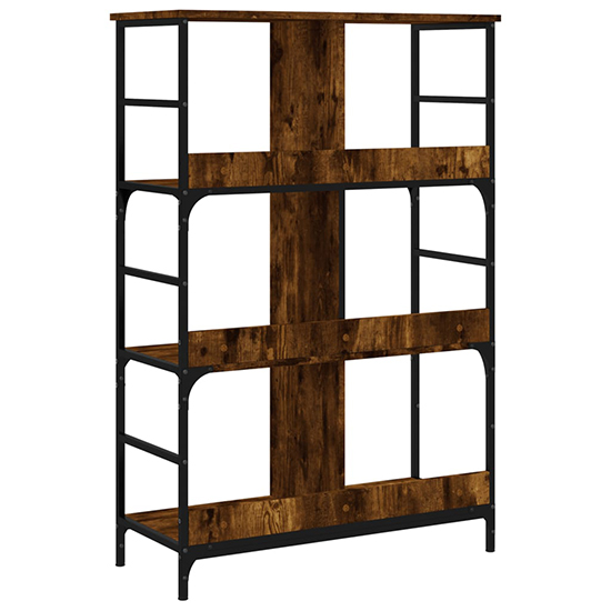 Izola Wooden Bookshelf With 6 Compartments In Smoked Oak
