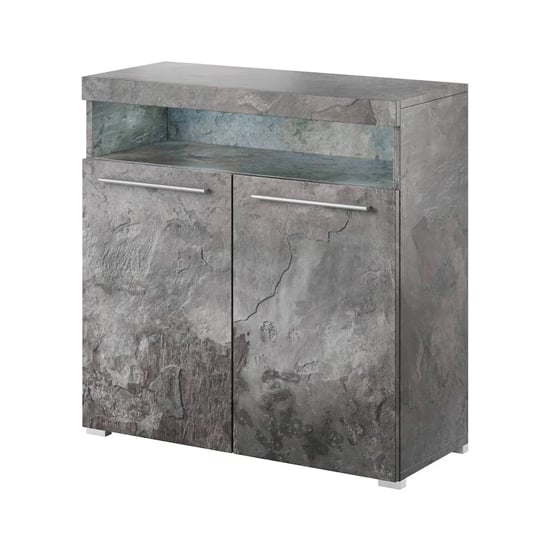 Izola Wooden Sideboard With 2 Doors In Slate Grey And LED