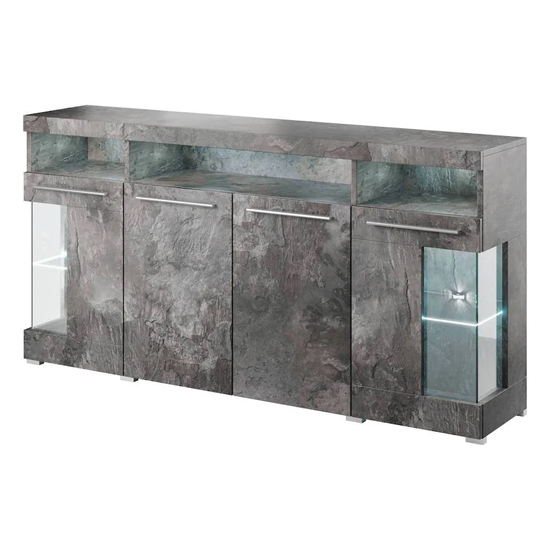 Product photograph of Izola Wooden Sideboard With 4 Doors In Slate Grey from Furniture in Fashion