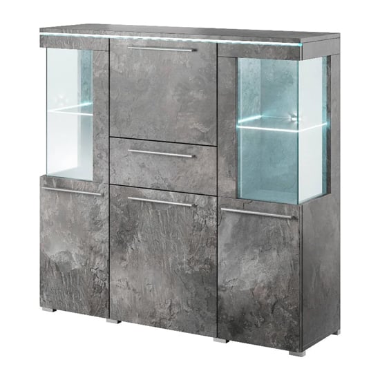 Read more about Izola wooden sideboard with 5 doors in slate grey and led