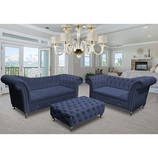 Product photograph of Izu Plush Velvet 2 Seater And 3 Seater Sofa Suite In Slate from Furniture in Fashion