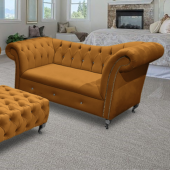 Read more about Izu plush velvet 2 seater sofa in gold