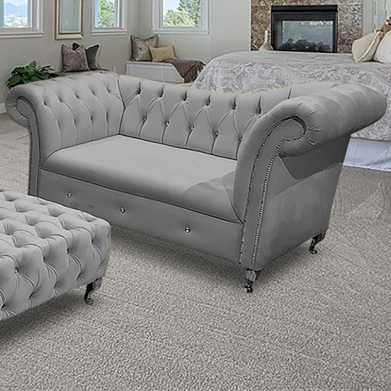 Photo of Izu plush velvet 2 seater sofa in grey