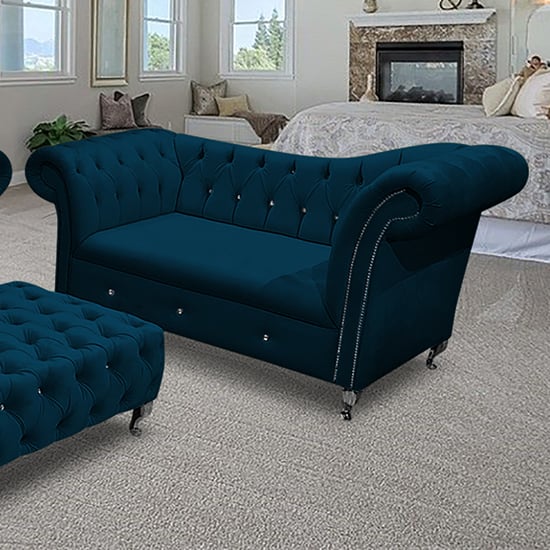 Read more about Izu plush velvet 2 seater sofa in peacock