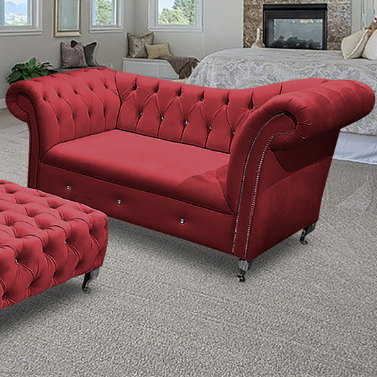 Photo of Izu plush velvet 2 seater sofa in red