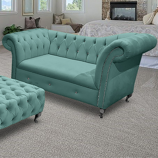 Read more about Izu plush velvet 2 seater sofa in seaspray