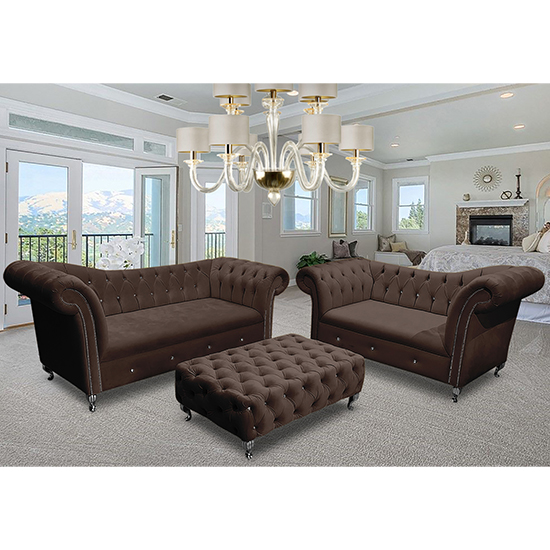 Izu Plush Velvet 2 Seater Sofa In Taupe_2