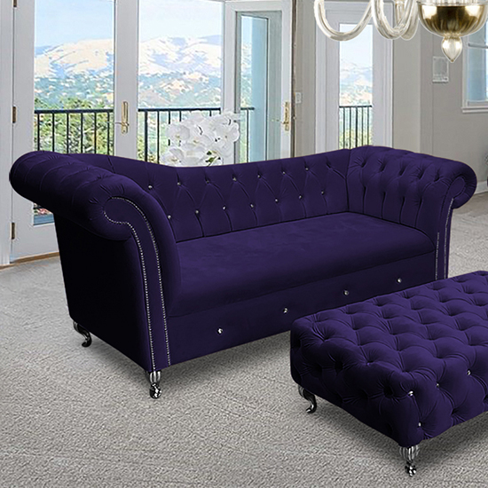 Product photograph of Izu Plush Velvet 3 Seater Sofa In Ameythst from Furniture in Fashion