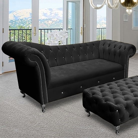 Read more about Izu plush velvet 3 seater sofa in cosmic