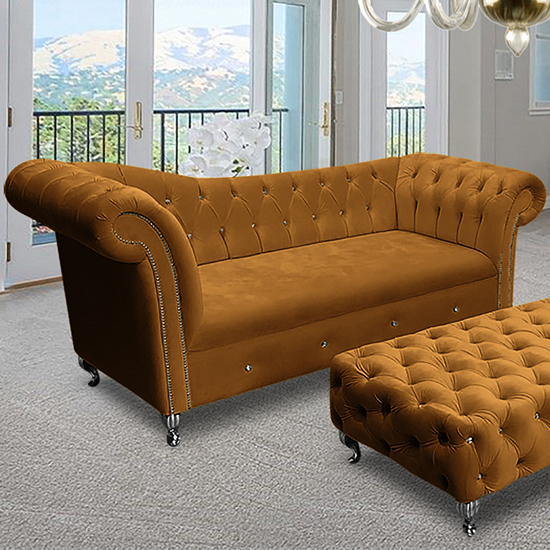Read more about Izu plush velvet 3 seater sofa in gold