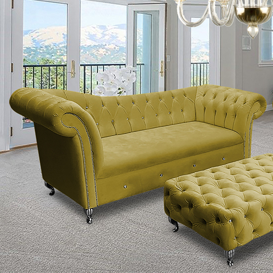 Read more about Izu plush velvet 3 seater sofa in grass