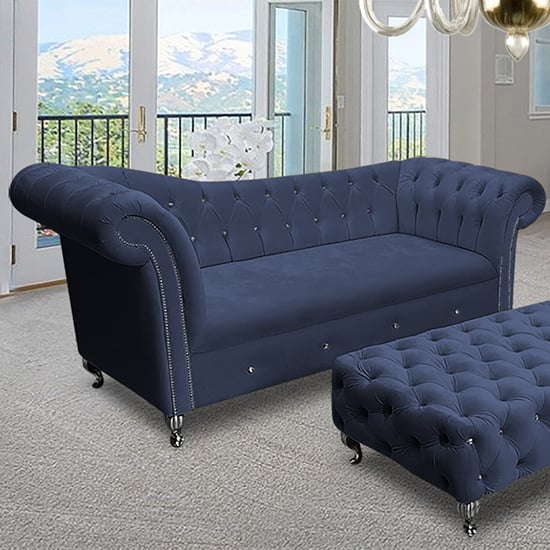Product photograph of Izu Plush Velvet 3 Seater Sofa In Slate from Furniture in Fashion