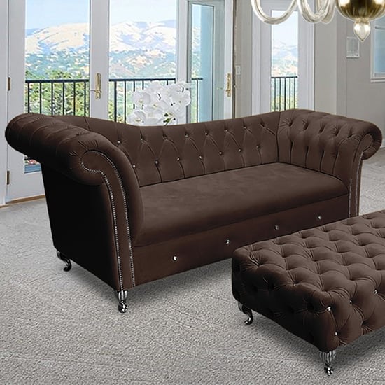 Photo of Izu plush velvet 3 seater sofa in taupe