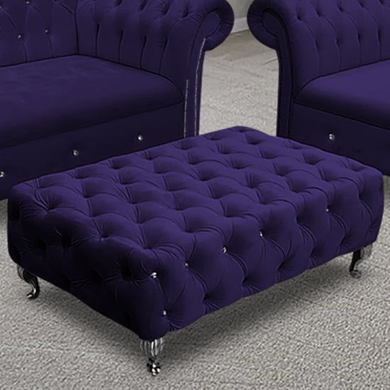 Product photograph of Izu Plush Velvet Footstool In Ameythst from Furniture in Fashion