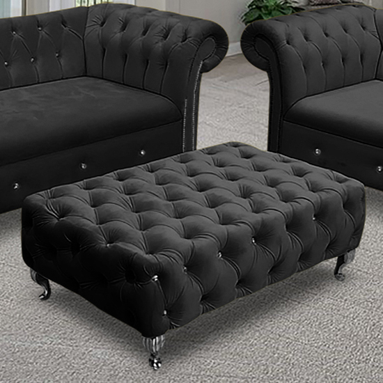 Izu Plush Velvet Footstool In Cosmic thumbnail