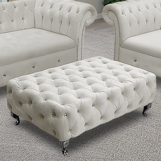 Read more about Izu plush velvet footstool in cream