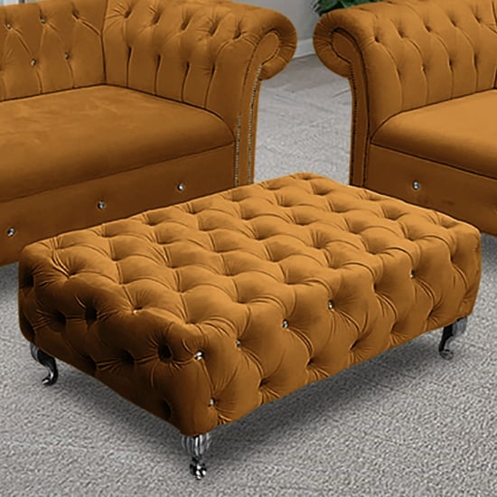 Read more about Izu plush velvet footstool in gold