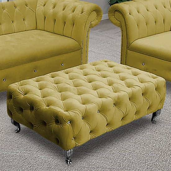Product photograph of Izu Plush Velvet Footstool In Grass from Furniture in Fashion