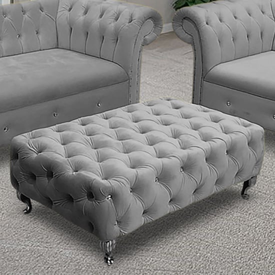 Read more about Izu plush velvet footstool in grey