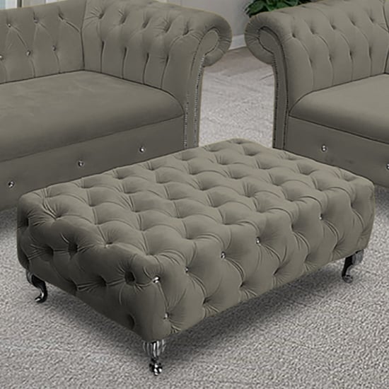 Read more about Izu plush velvet footstool in putty