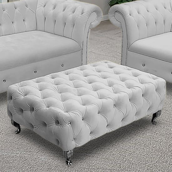 Read more about Izu plush velvet footstool in silver