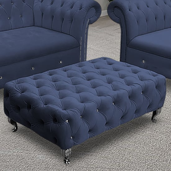 Product photograph of Izu Plush Velvet Footstool In Slate from Furniture in Fashion