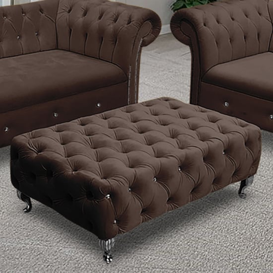 Read more about Izu plush velvet footstool in taupe