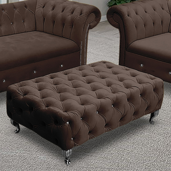 Photo of Izu plush velvet footstool in taupe