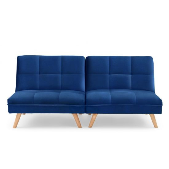 Izzoc Chesterfield Velvet 3 Seater Sofa Bed In Blue_5