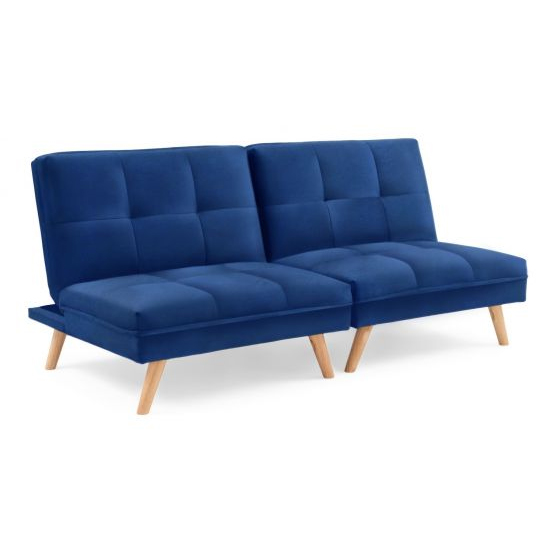 Izzoc Chesterfield Velvet 3 Seater Sofa Bed In Blue_6