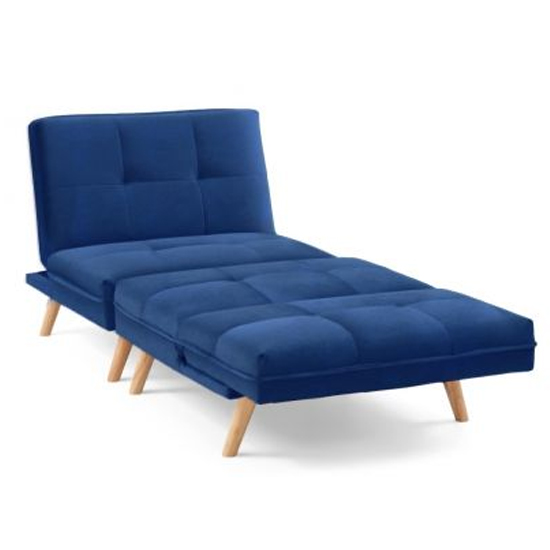 Izzoc Chesterfield Velvet 3 Seater Sofa Bed In Blue_8