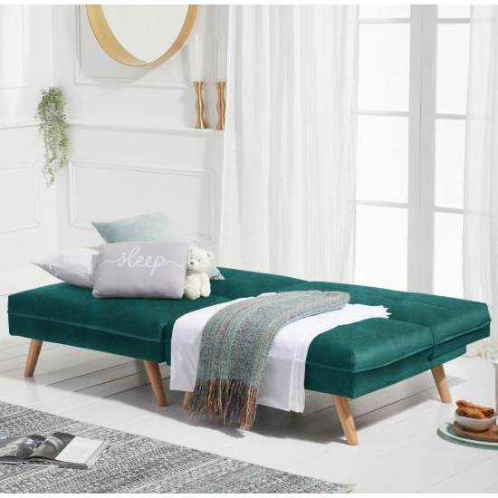 Izzoc Chesterfield Velvet 3 Seater Sofa Bed In Green_3