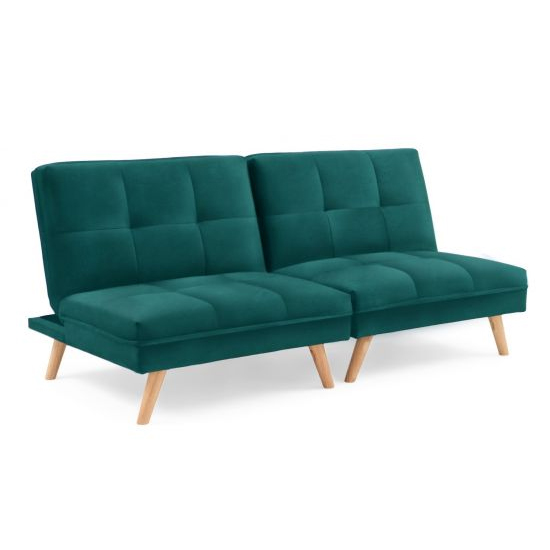Izzoc Chesterfield Velvet 3 Seater Sofa Bed In Green_6
