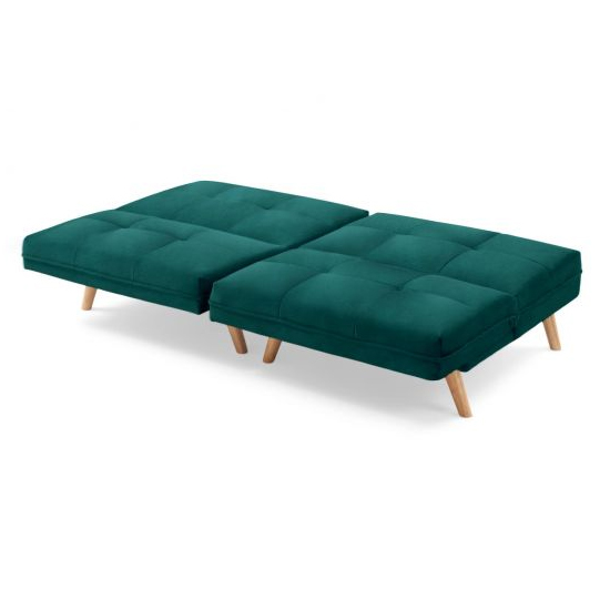 Izzoc Chesterfield Velvet 3 Seater Sofa Bed In Green_7