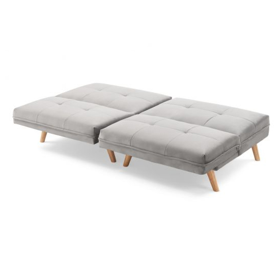 Izzoc Chesterfield Velvet 3 Seater Sofa Bed In Grey_7