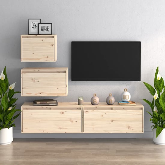 Photo of Jacarra solid pinewood entertainment unit in natural