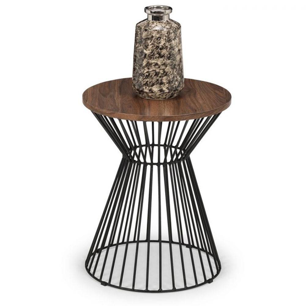 Jacarra Wooden Lamp Table With Black Metal Frame In Walnut