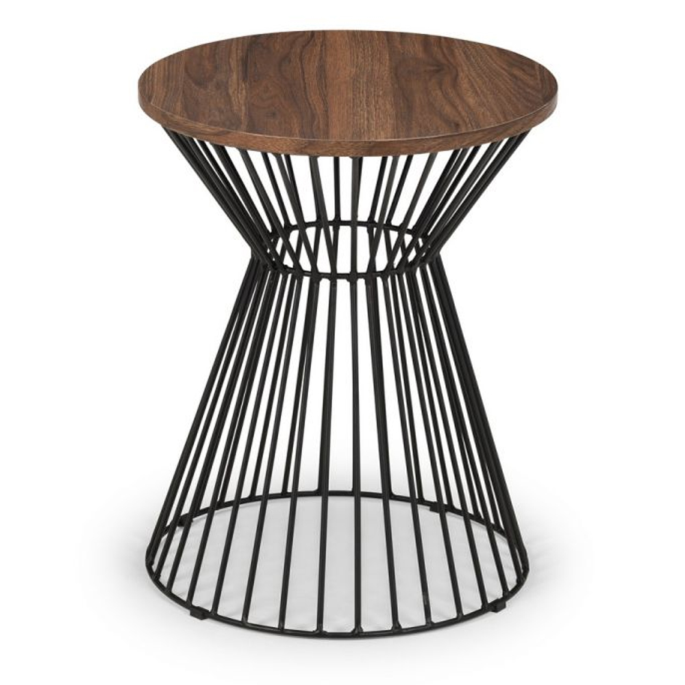 Jacarra Wooden Lamp Table With Black Metal Frame In Walnut