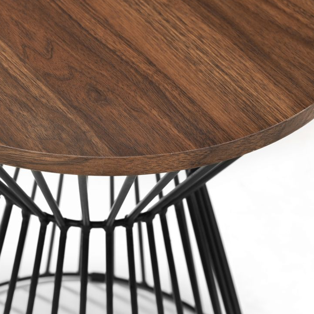 Jacarra Wooden Lamp Table With Black Metal Frame In Walnut